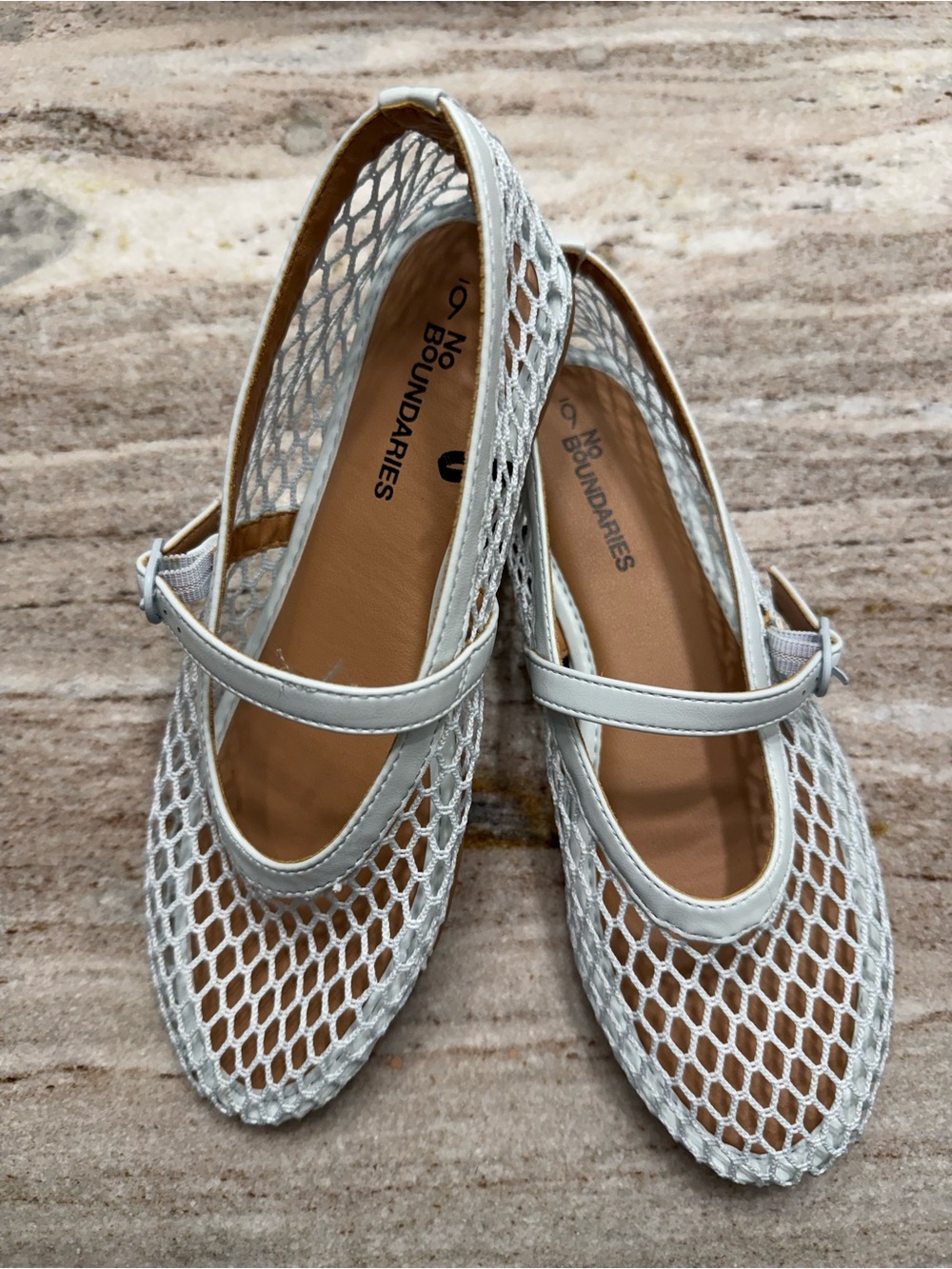 No Boundaries Light Blue Mesh Mary Jane Flats